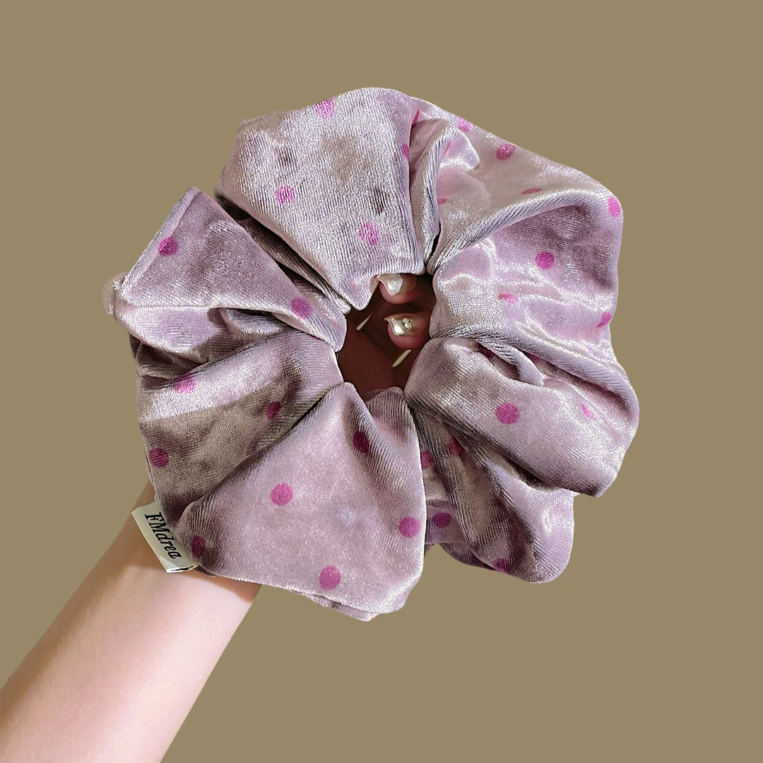 秋冬丝绒波点大肠发圈女款高弹力耐用皮筋扎马尾头绳发绳百搭发饰