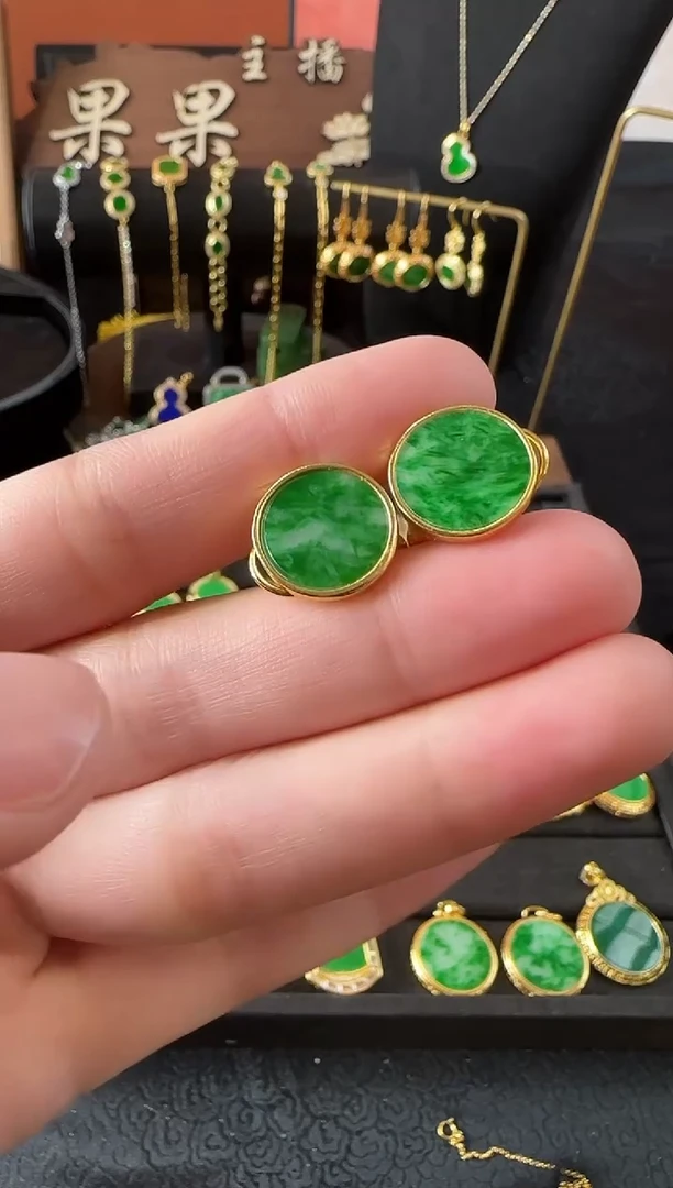 【闪购商品】翡翠耳饰银S925镶嵌耳饰