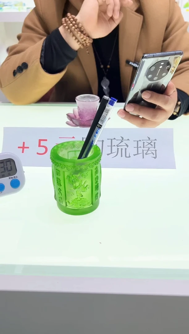【闪购商品】泥塑古法琉璃笔筒摆件