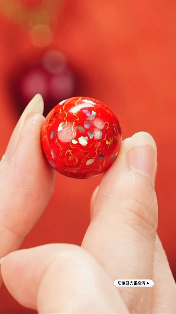 【七巷大漆】 单珠1.8红金螺钿