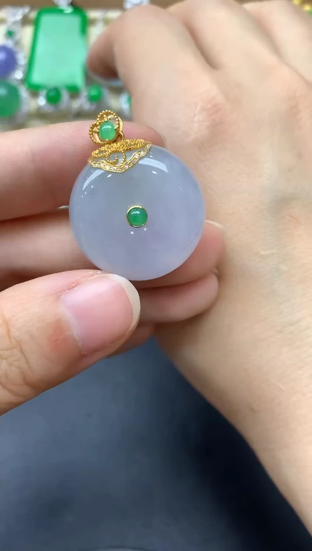 翡翠18K金镶嵌颈饰222-中国好珍宝