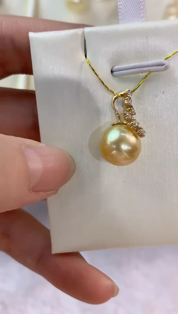 吊坠(不含链)18K金镶嵌海水珍珠A6