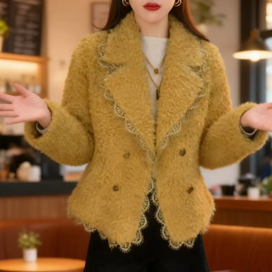 法式时髦小香风短款毛呢外套2025冬季大码胖MM时尚百搭修身短上衣