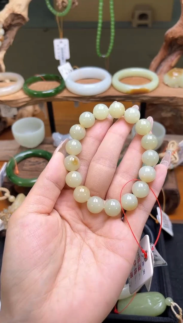未镶嵌手串和田玉卡12迪克兰带糖 圆珠 9013476