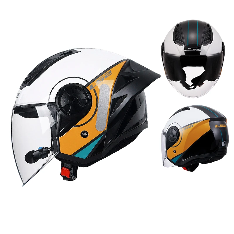 LS2摩托车头盔男女机车四季电动车半盔踏板车四分之三赠蓝牙OF616