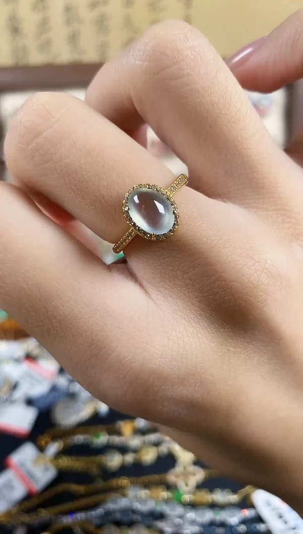 银S925镶嵌戒指翡翠 天然A货翡翠13