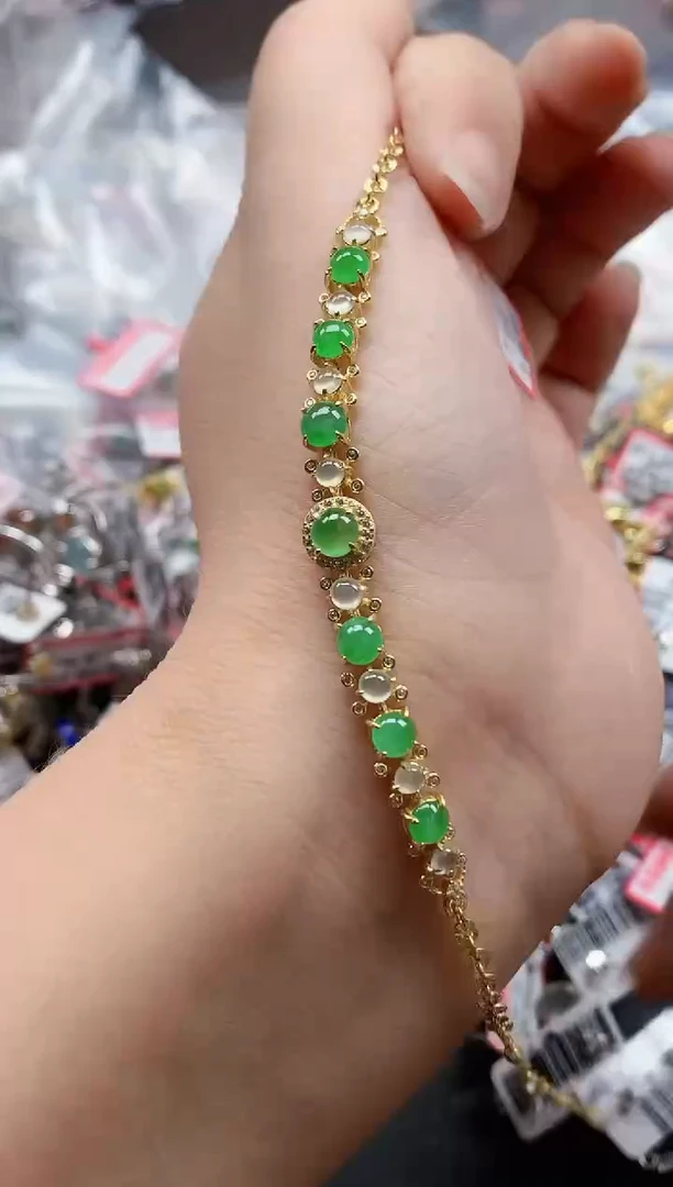 银S925镶嵌戒指翡翠天然A货缅甸翡翠