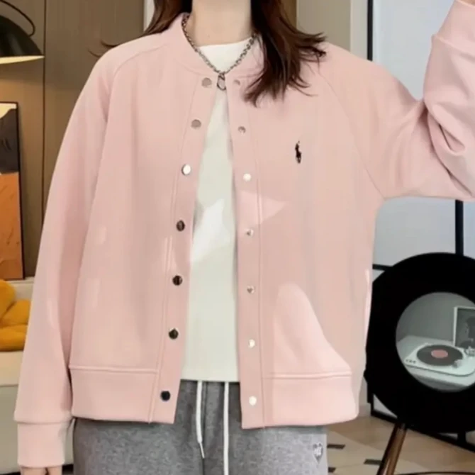 2025春季新款小马棒球服外套刺绣金属排扣潮流韩版修身开衫2811