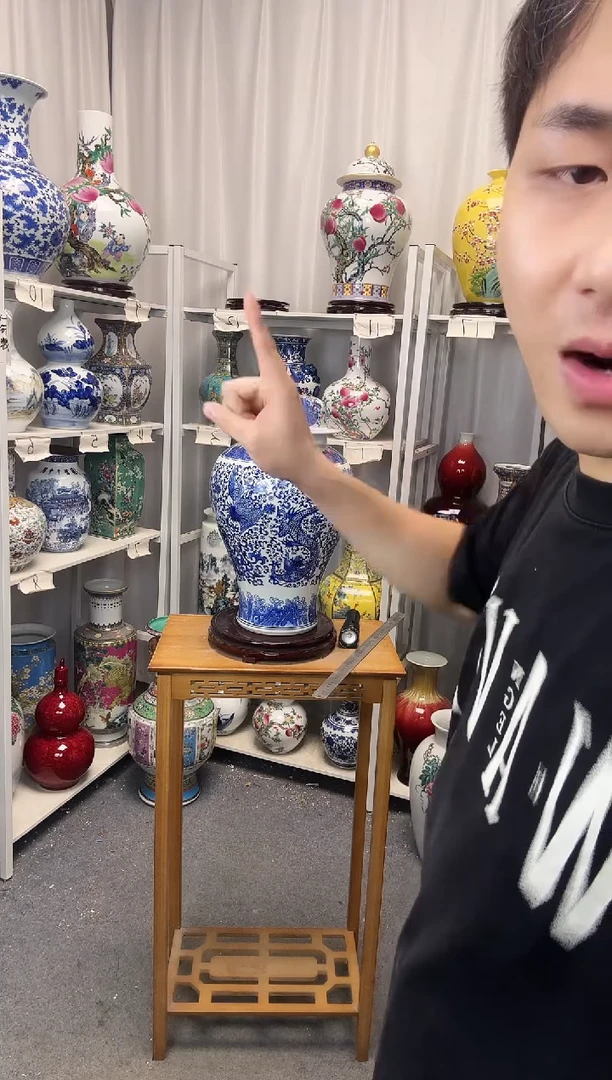 摆件景德镇青花将军罐龙凤呈祥高53左右