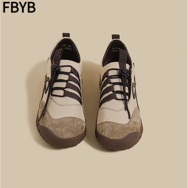 FBYB2025夏季新款厚底芭蕾德训鞋女棕色抽绳运动阿甘老爹鞋小众休