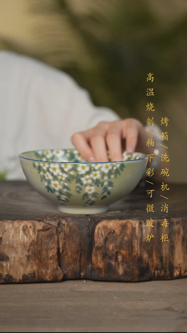 碗景德镇高温釉下彩可微波烤箱洗碗机