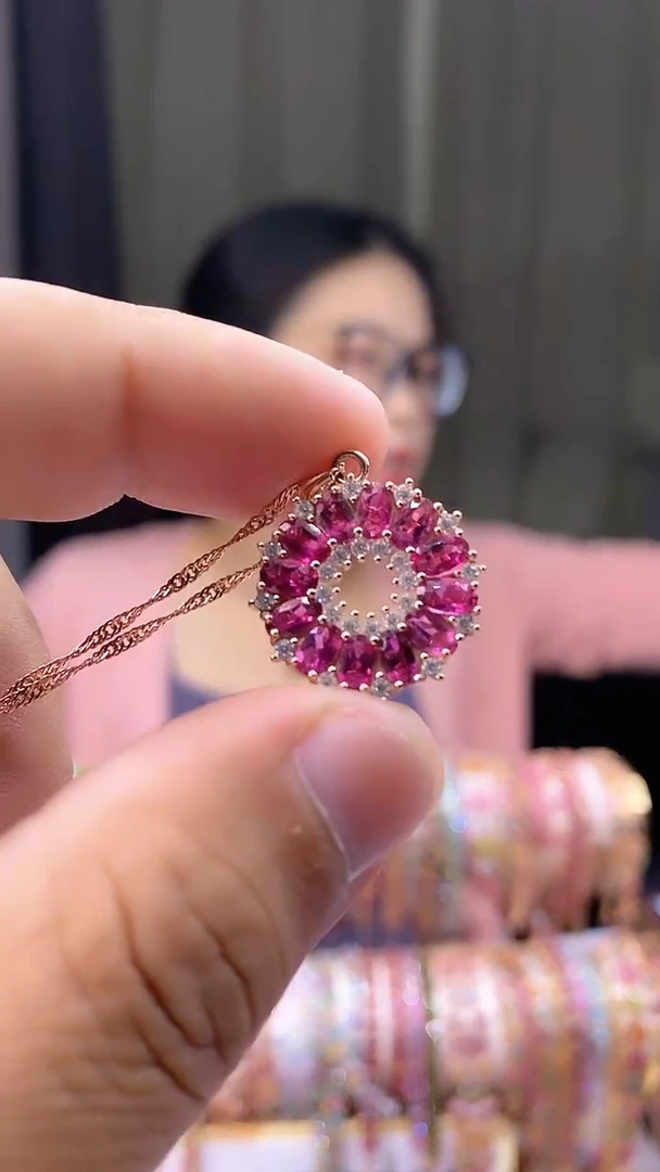 【闪购商品】碧玺吊坠银S925镶嵌654354345345354