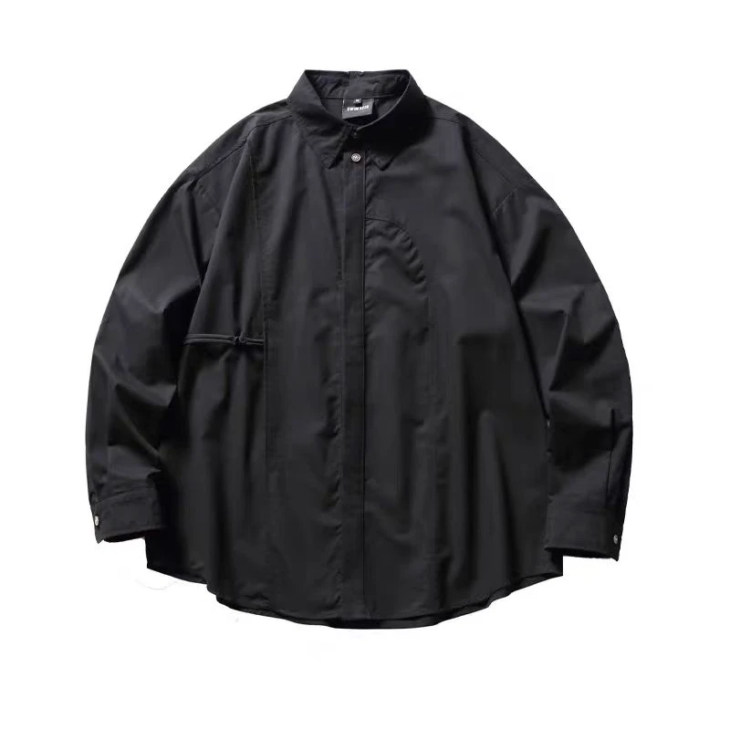 「设计师品牌」【中国风系列】新中式纯色盘扣休闲衬衫潮