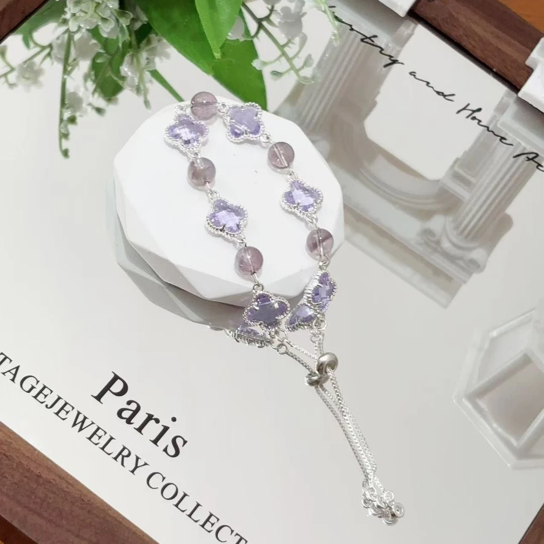 ALANDO  水晶手链  紫水四叶花（多样发其一）