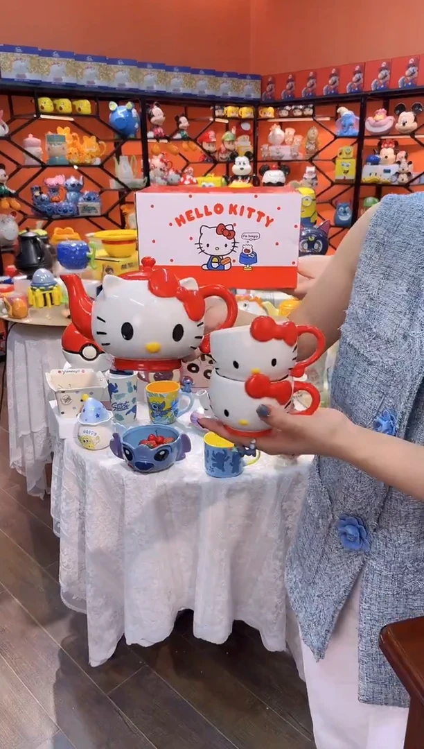 瓷片@@凯特猫一壶二杯（陶瓷）