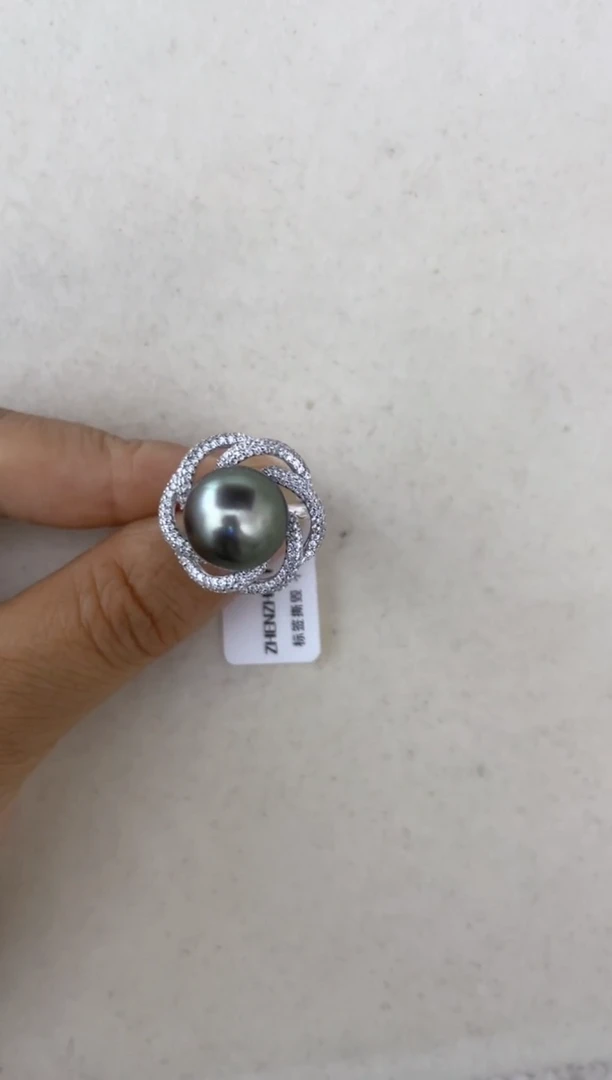 海水珍珠戒指银S925镶嵌戒指12-13