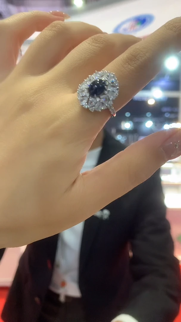 戒指蓝宝石银S925镶嵌【宝石世家严选】