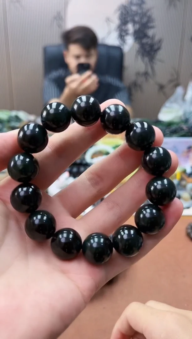 手串未镶嵌和田玉纯天然新疆塔青黑青16