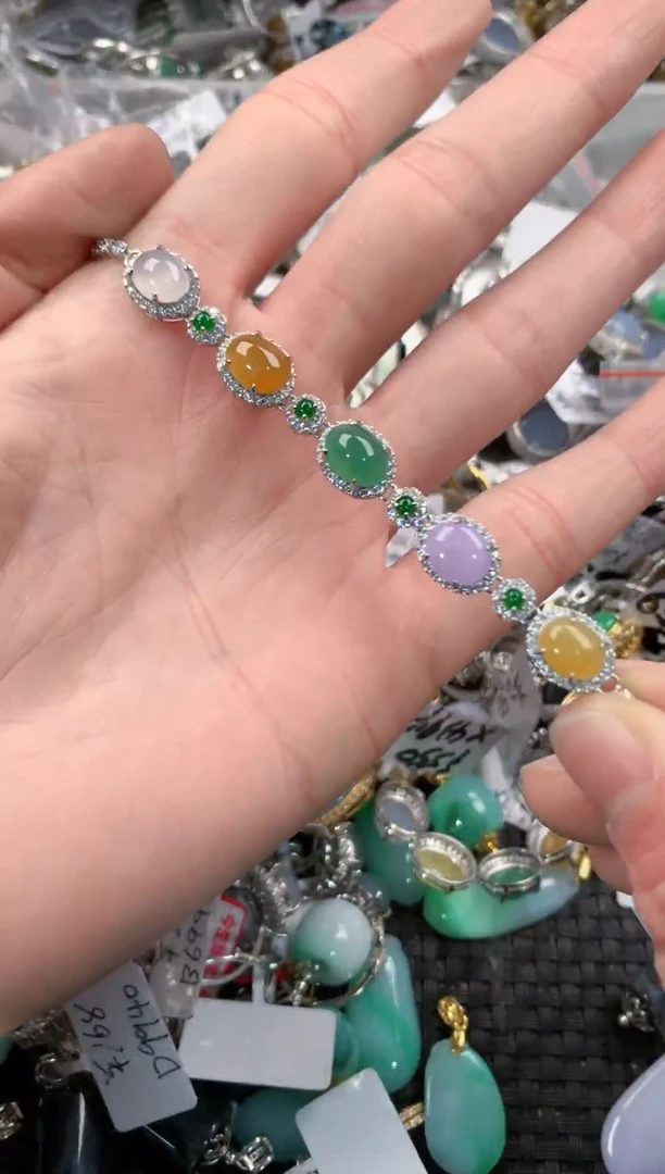 银S925镶嵌戒指翡翠666   5