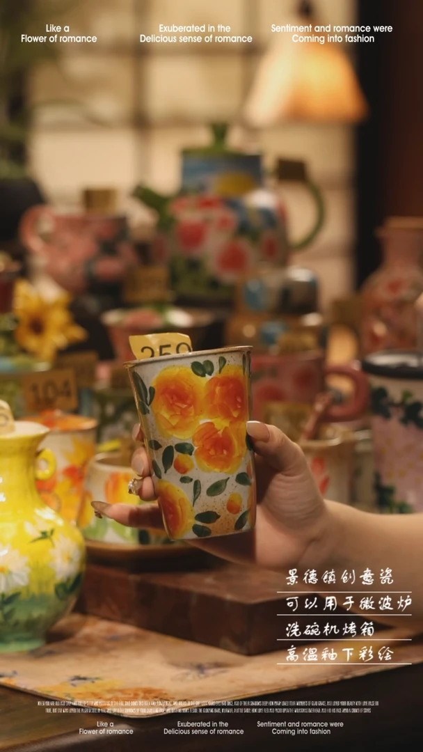 陶瓷259景德镇高温手绘釉下彩设计师款式