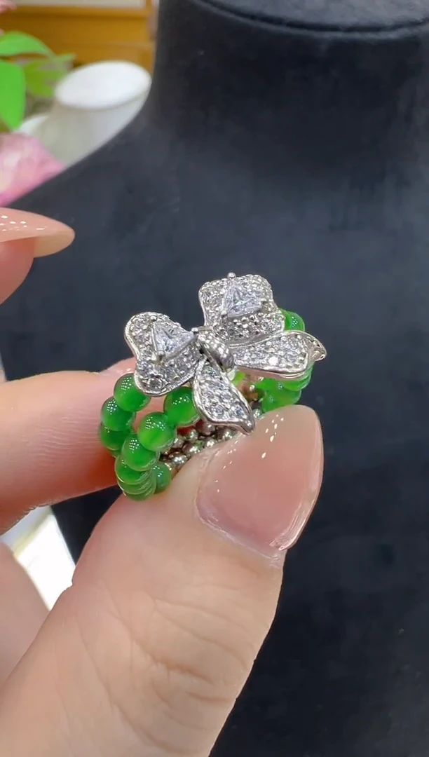 银S925镶嵌戒指翡翠多样性团购发一件