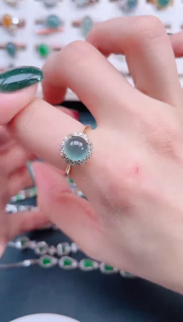 银S925镶嵌戒指翡翠天然翡翠