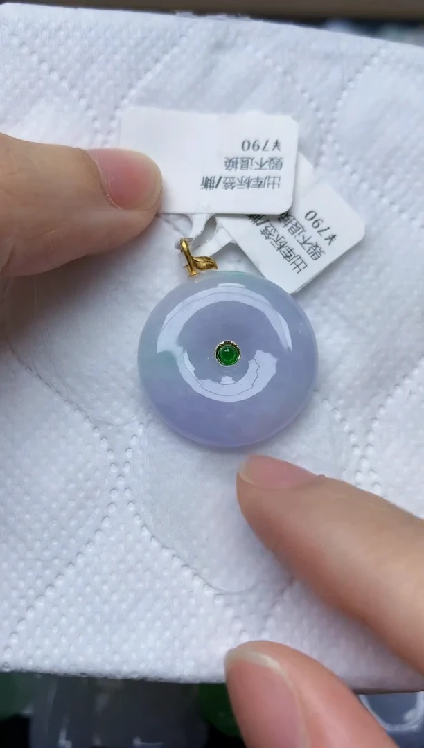 翡翠18K金镶嵌颈饰天然缅甸A货翡翠