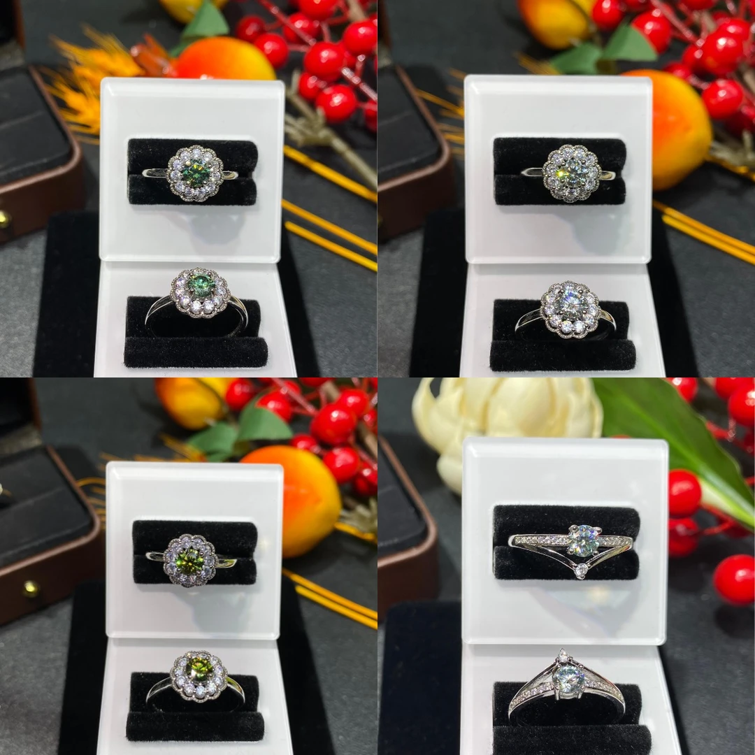 合金莫桑石戒指 莫桑戒指经典方切经典六爪绚丽多彩莫桑戒指