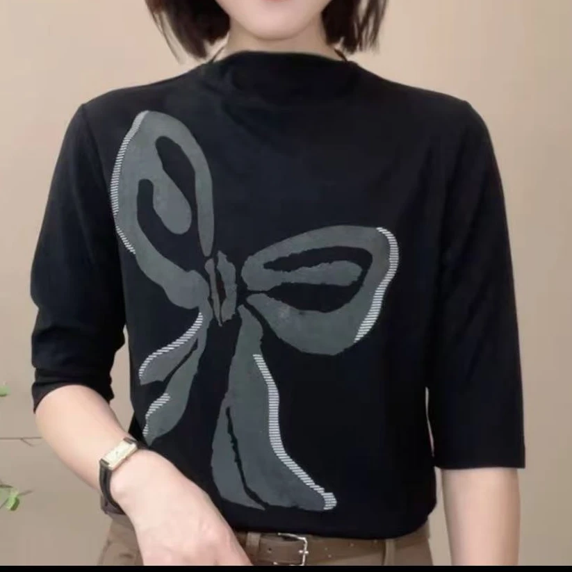 6093夏季新款休闲印花洋时尚弹力显瘦百搭款式透气舒适上衣T恤