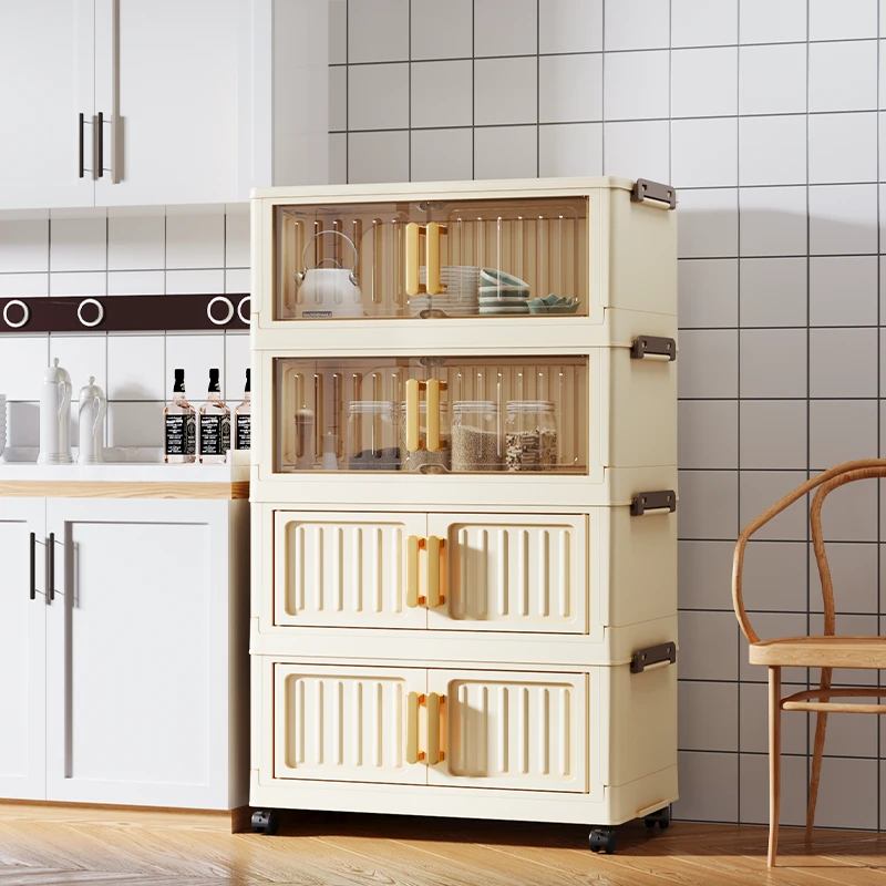 （竖纹45CM宽）HC收纳柜整理柜送顶盖送万向轮可折叠收纳柜