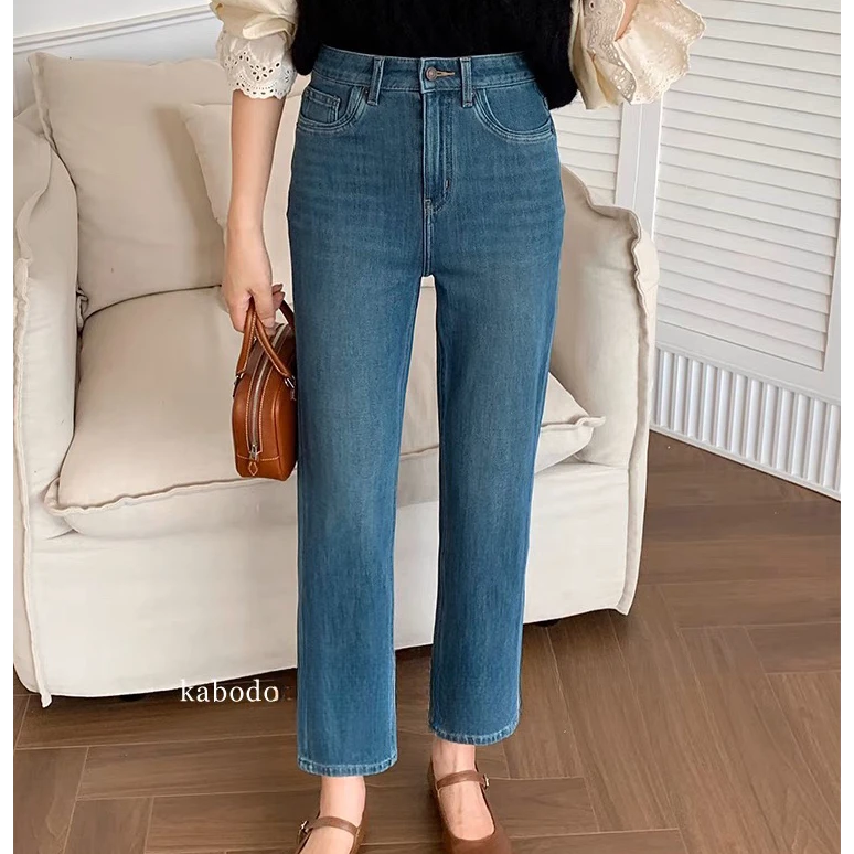【kabodo卡布地（巴布）】高腰显瘦直筒裤K6350#欧货九分裤牛仔牛仔裤