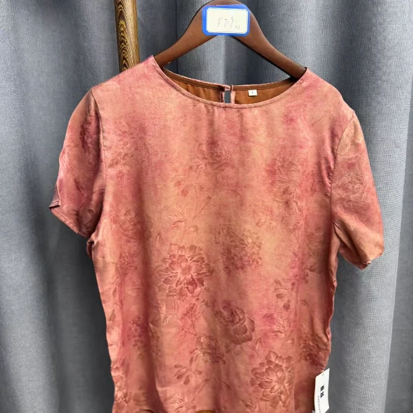 (瑕疵）2025新款时尚休闲香云纱短袖圆领上衣F739