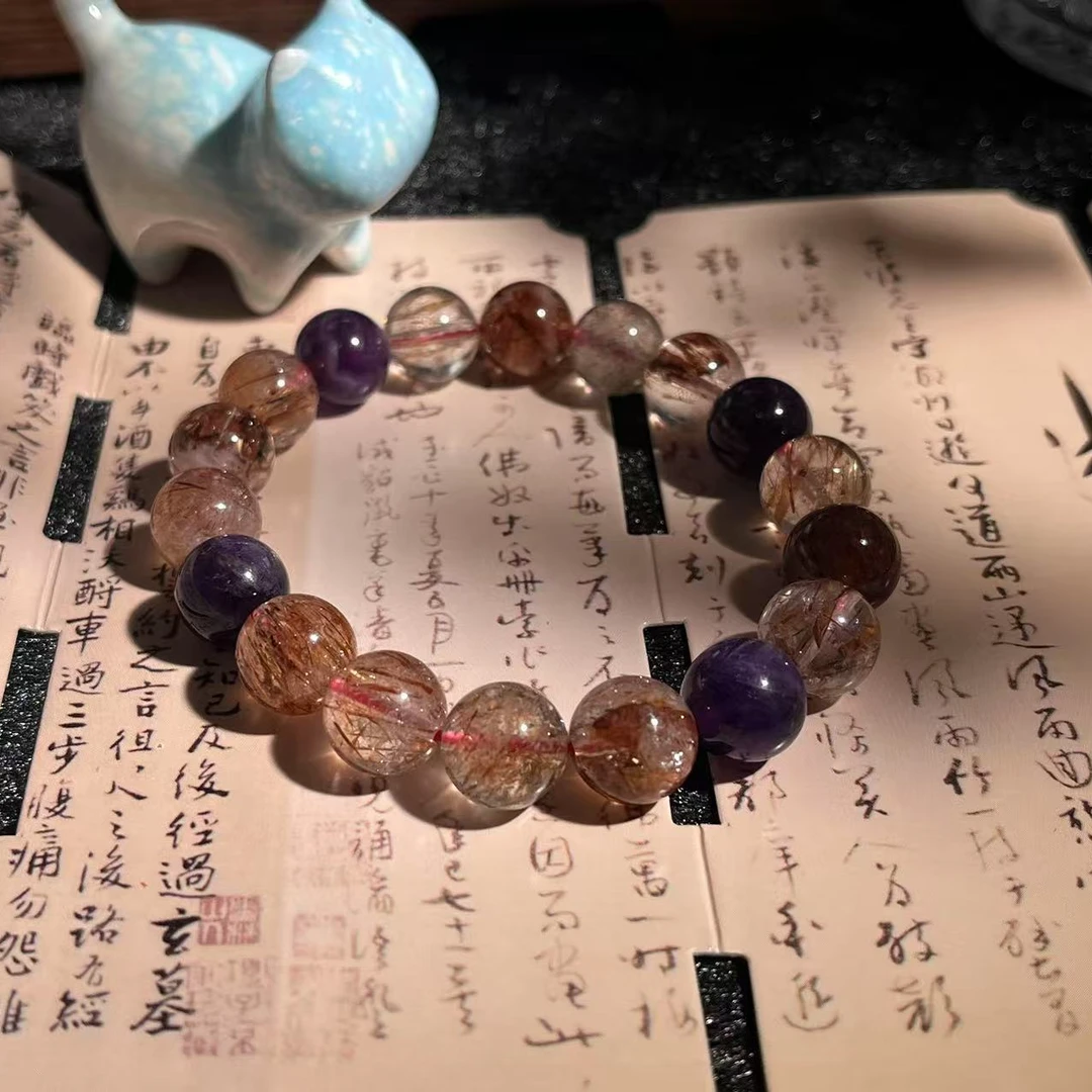 天然黑加仑超七水晶单圈手串13mm多样性发其一【浅夏】QX-122