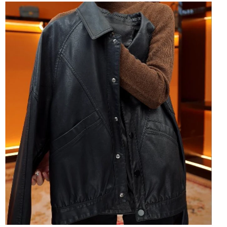 jmlm2025新款【新春皮衣】高级走线设计感皮衣外套女xs