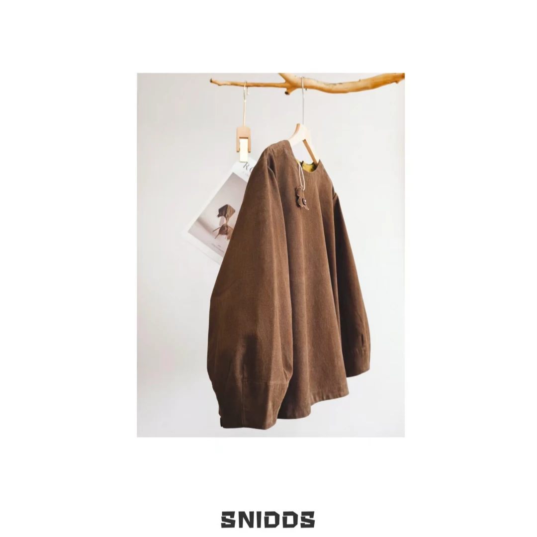 12/27 女士  复古日系棉质圆领灯笼泡泡袖上衣