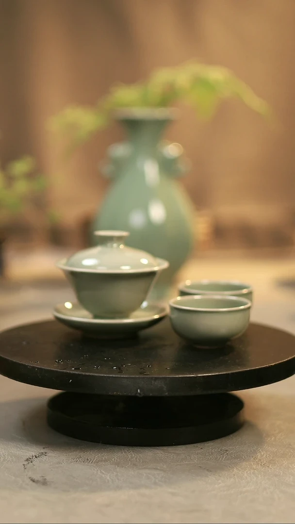 杯子瓷原产地原矿釉 三才盖碗+2品茗杯