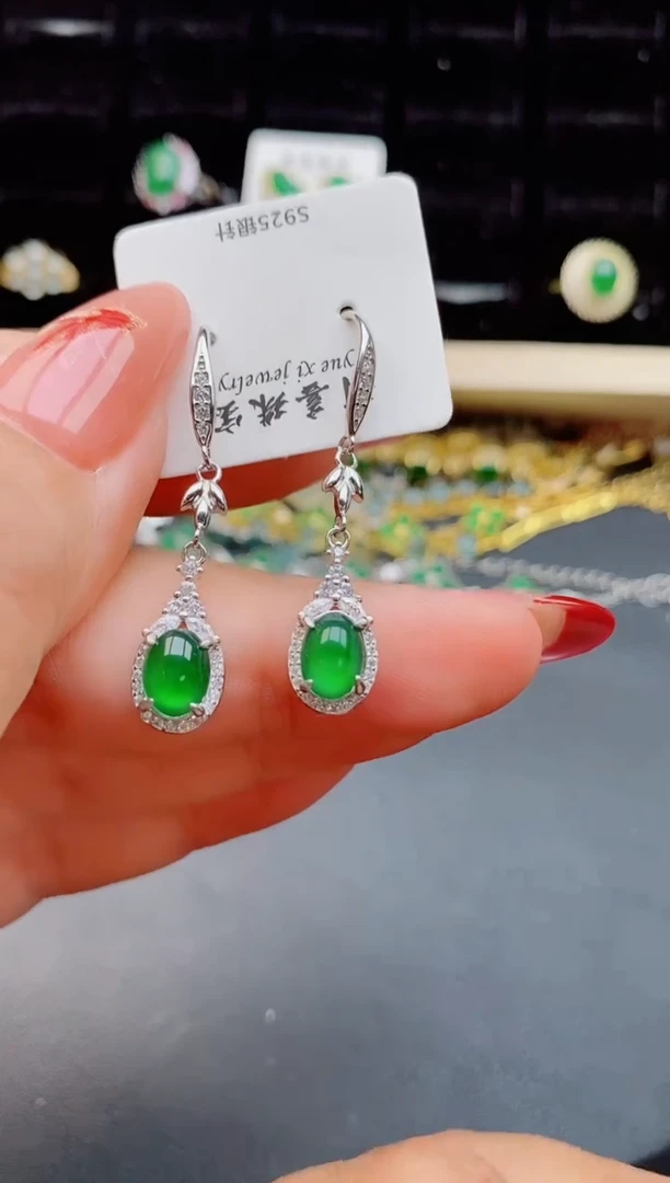 【闪购商品】翡翠耳饰银S925镶嵌508050