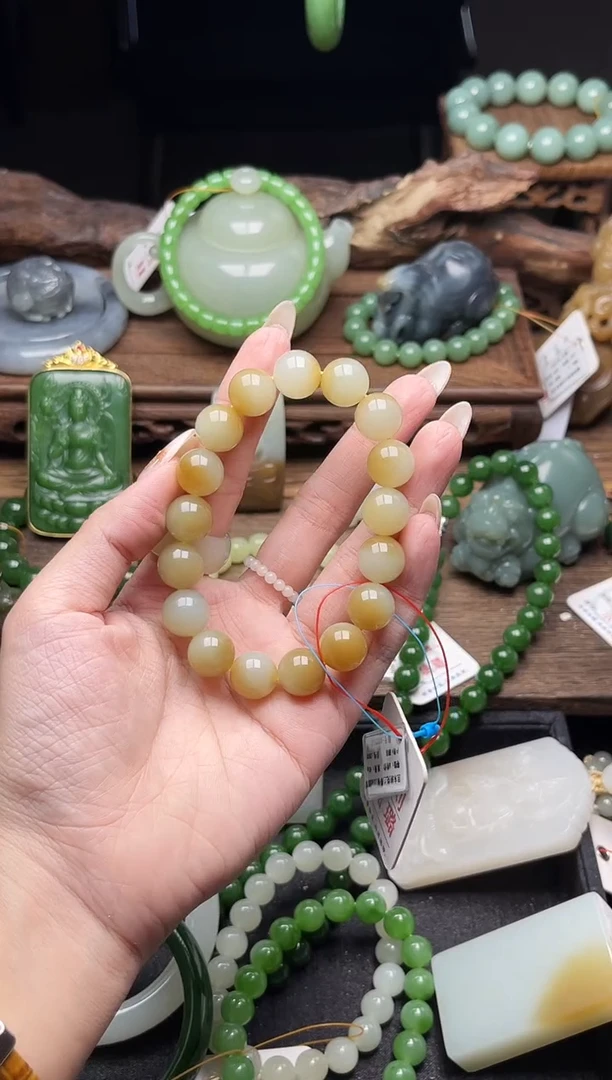 未镶嵌手串和田玉卡12且末迪克兰带糖 圆珠9007910