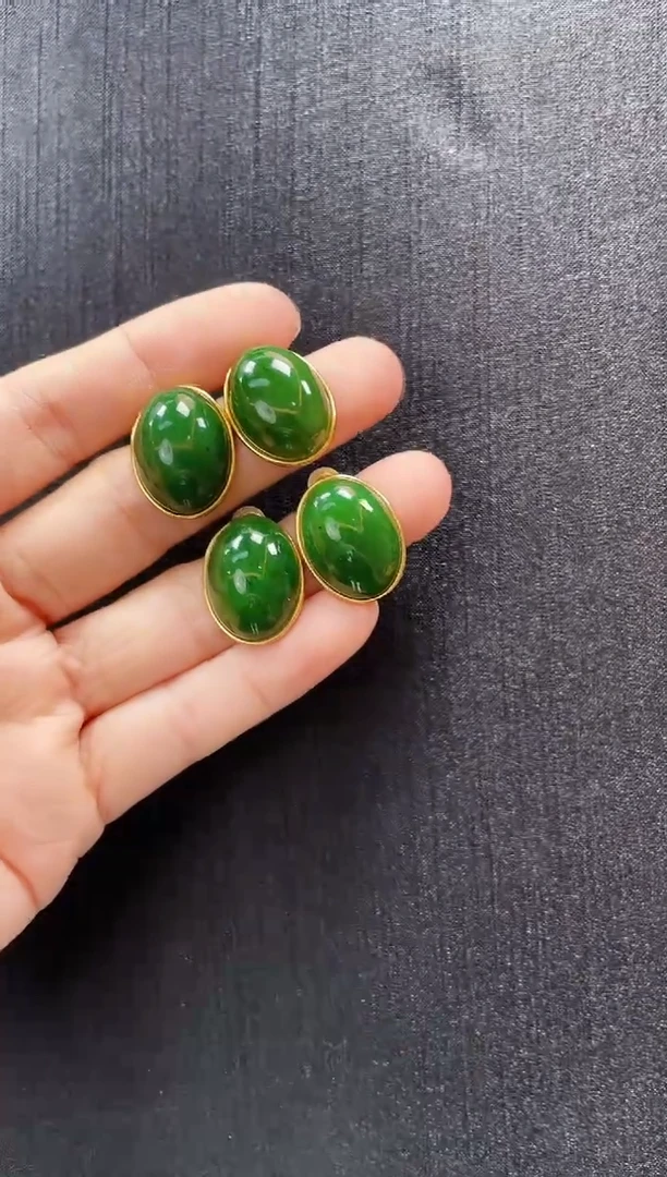 和田玉银S925镶嵌耳饰多样性发一