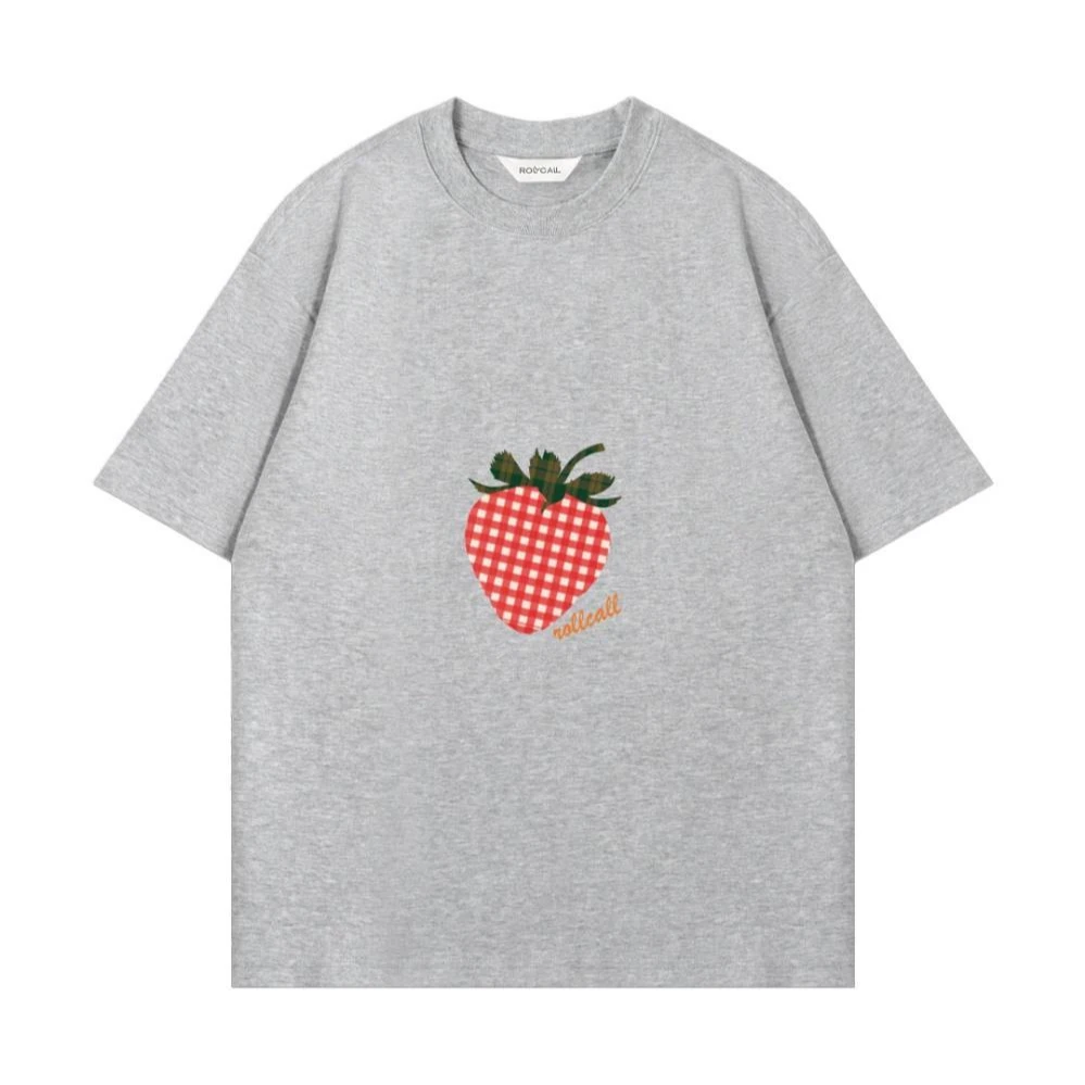 【茉舍】ROLLCALL 灰色草莓印花休闲百搭短袖T恤 RL25SSS27-650