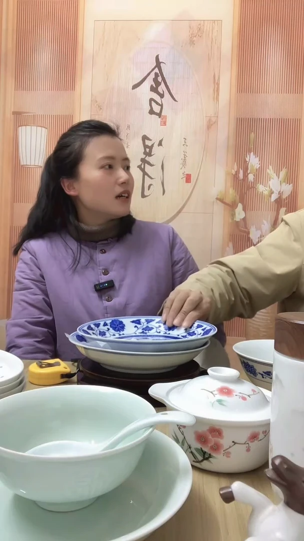 瓷（微瑕）厂瓷8英寸青花盘2个