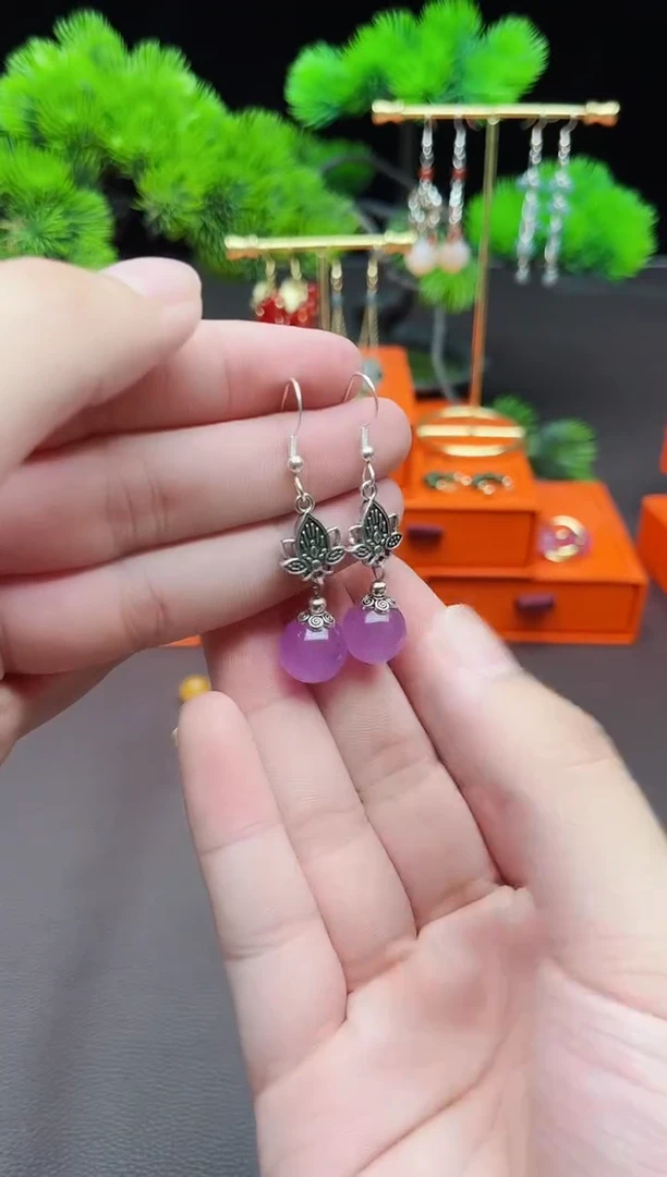 玛瑙/玉髓耳饰银S925镶嵌321