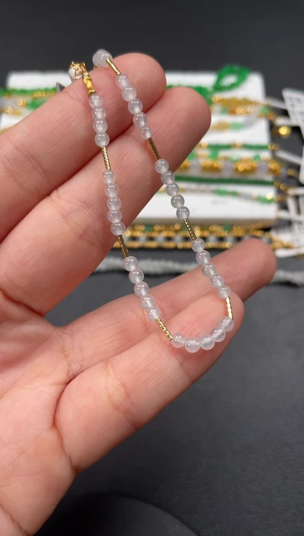 18K金镶嵌手链翡翠一条   P560