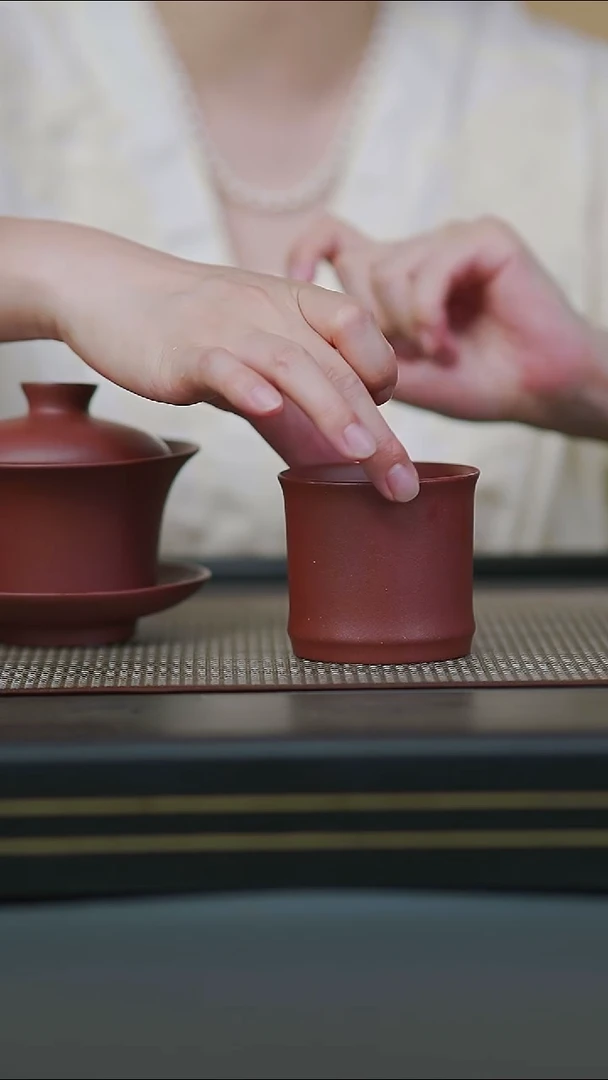 茶壶紫砂07- 台西底槽清三才盖碗+竹节杯