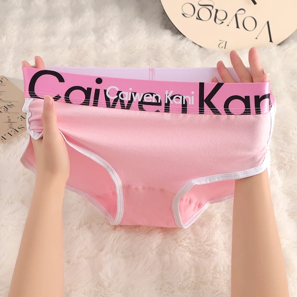 2025新款女士内裤运动透气薄款时尚底裤学生少女个性中腰三角裤衩