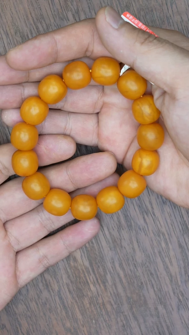 【闪购商品】琥珀裸石未镶嵌老蜡橘皮苹果珠手串