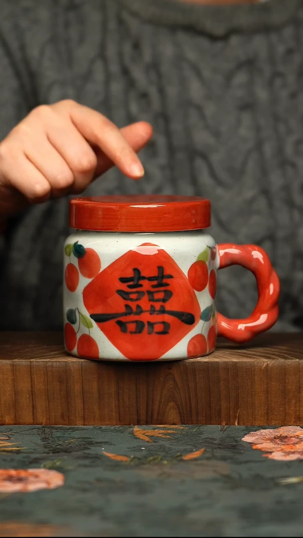 杯釉下彩手工手绘同款陶器