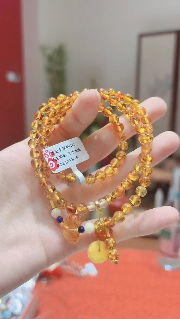 裸石琥珀未镶嵌花珀手串MNN1126-5