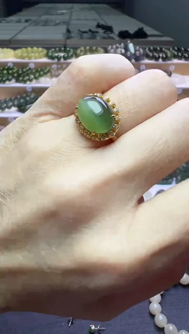 银S925镶嵌戒指和田玉109号链接