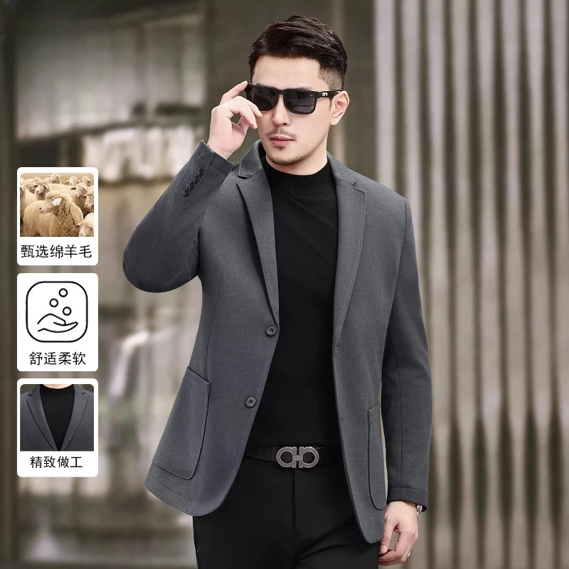BALEYSWO高端毛呢西服男士2025秋冬新款商务羊毛呢子单西装厚外套